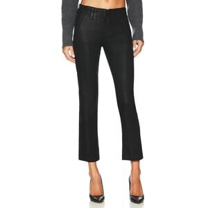 Paige Mayslie Straight Ankle Jeans Womens 30 Black Soft Coated Denim Modern Chic